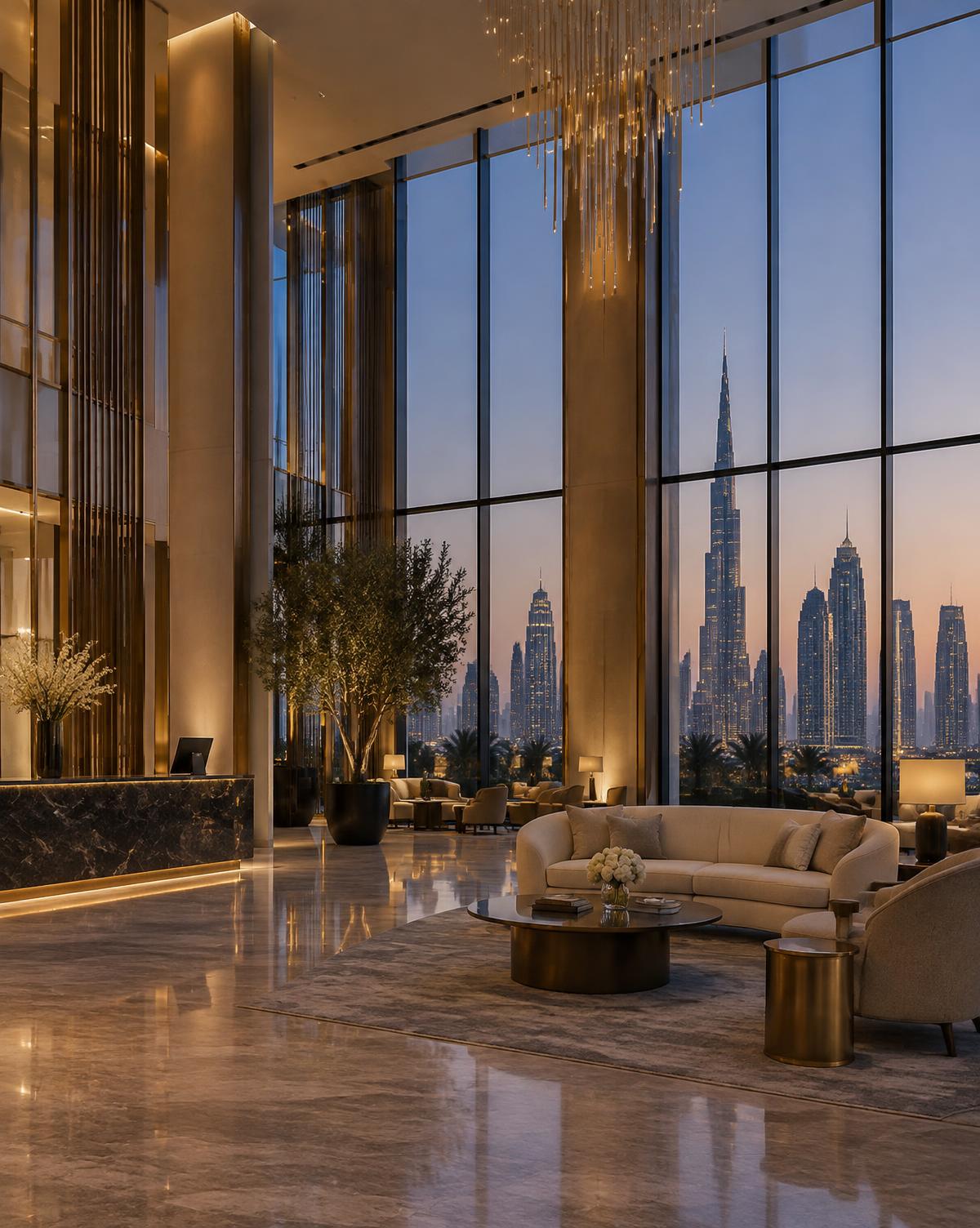 The Dubai skyline at blue hour